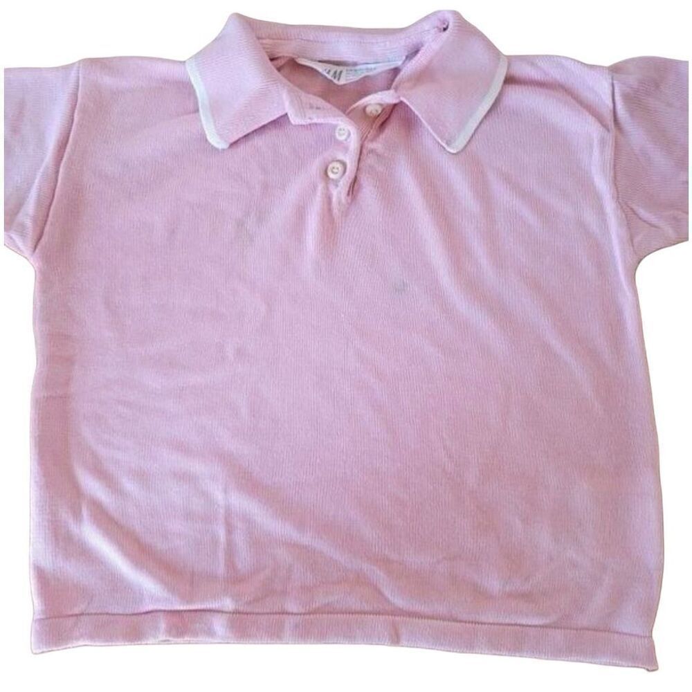 H&M polo golfer Vintage 70's style collared pastel pink shirt girl 2-4t preppy